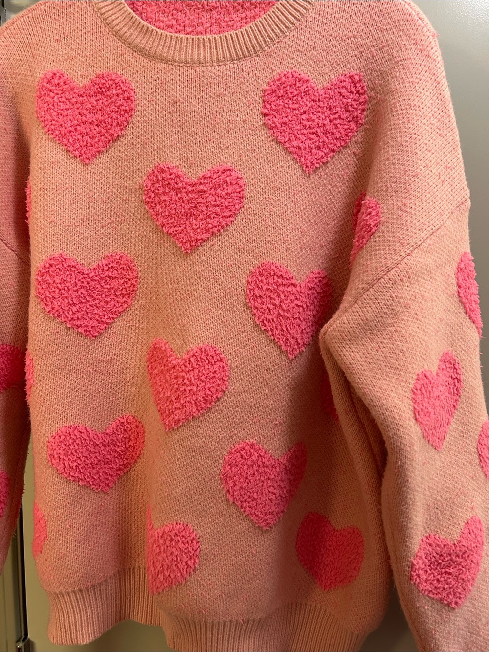 Women's Pink Heart Knit Sweater